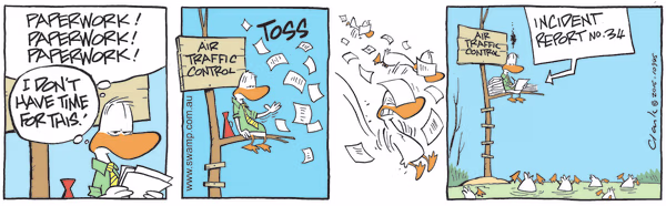 Paperwork Overload Colour Cartoon