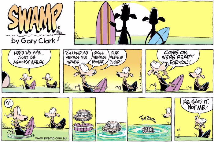 Ready for Surfing Colour Sunday Cartoon