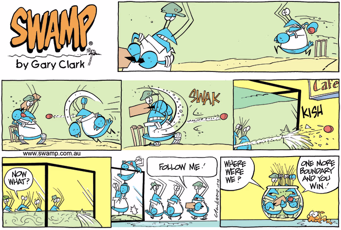 Game of Cricket Sunday Colour Cartoon